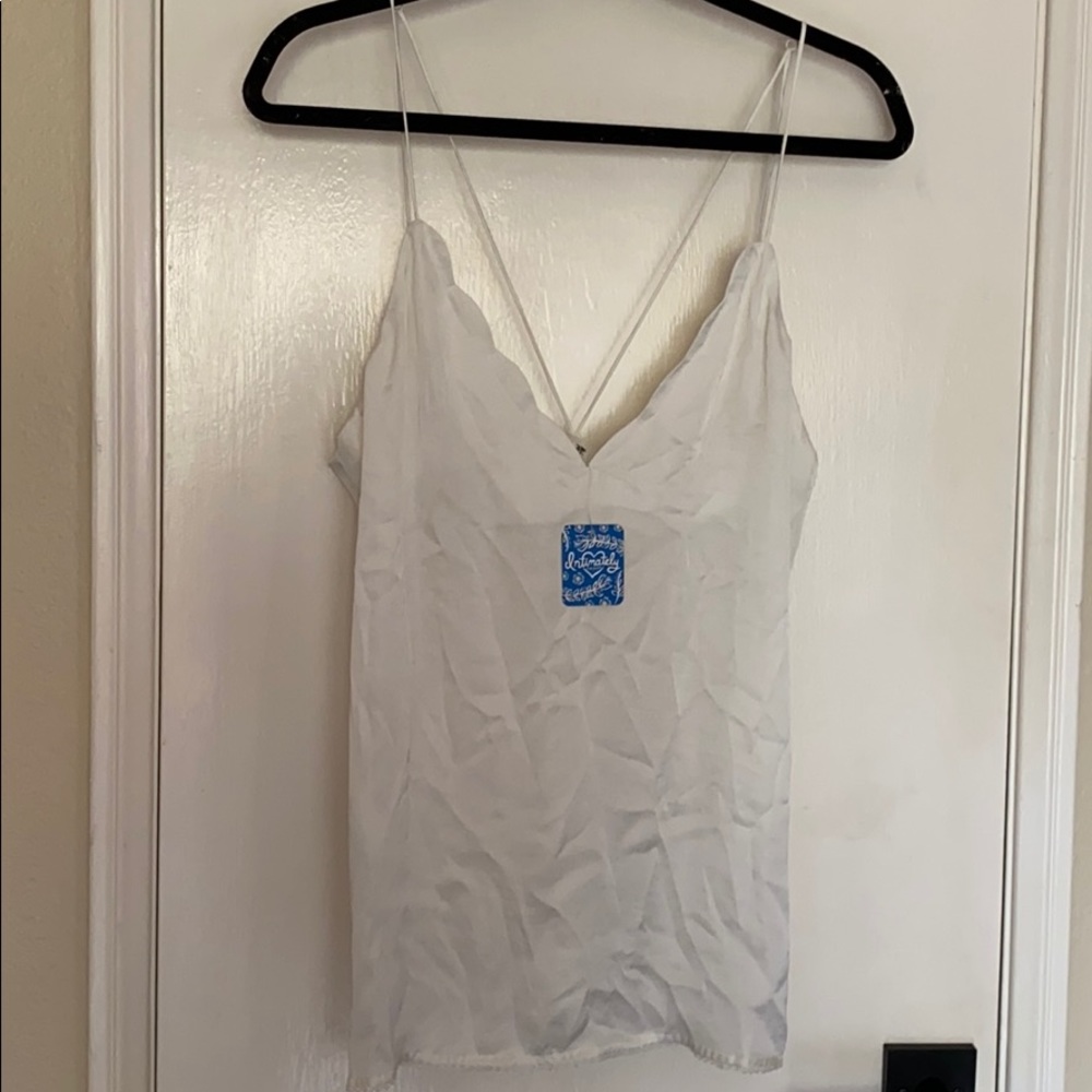 Free People White Scallop Tank
